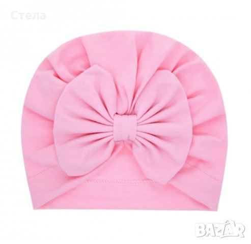 Бебешка шапка с голяма панделка, снимка 4 - Шапки, шалове и ръкавици - 31533066