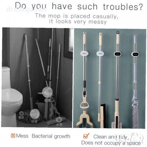 3682 Самозалепваща закачалка за метли и мопове, снимка 9 - Други стоки за дома - 37665705