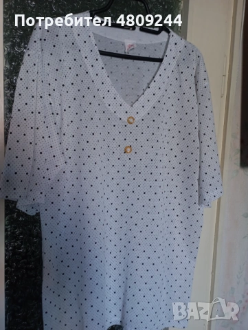 Бяла памучна блуза XL, снимка 3 - Тениски - 54339311