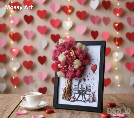 За св. Валентин декорации със скандинавски мъх