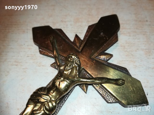 кръст 20см-мед/месинг-made in belgium 0902211045, снимка 4 - Колекции - 31740101