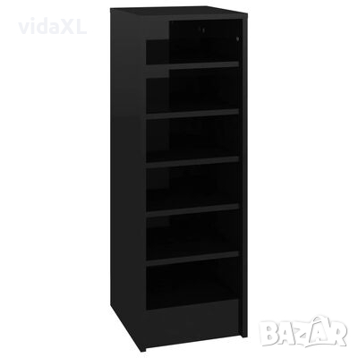 vidaXL Шкаф за обувки, черен гланц, 31,5x35x90 см, ПДЧ（SKU:809006, снимка 1