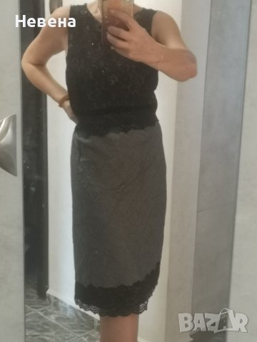 Офис Рокля размер L сиво с Черна дантела , снимка 10 - Рокли - 42782617