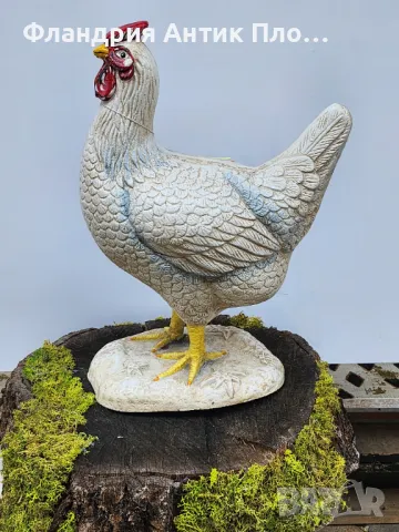 Чугунена скулптура на кокошка , снимка 2 - Градински мебели, декорация  - 46363617
