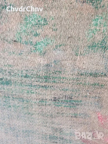 дървена рамка дърворезба 85х62см/голям стар машинно тъкан гоблен/замък-езеро-лодки, снимка 13 - Гоблени - 51345027