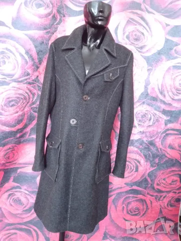 Тъмно Сиво дамско палто манто Чиста вълна ХЛ 