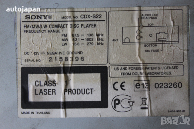 CD Плейър Sony Пежо 206 1.4 75кс 2врати 02г Peugeot 206 1.4 75hp 2002, снимка 3 - Аксесоари и консумативи - 44726783