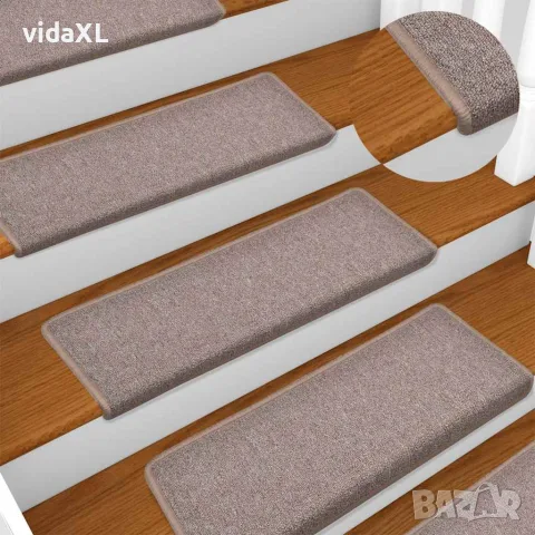 vidaXL Изтривалки за стълби 15 бр. 65x21x4 см светлокафяви с правоъгълен кант, снимка 2 - Изтривалки - 56145998