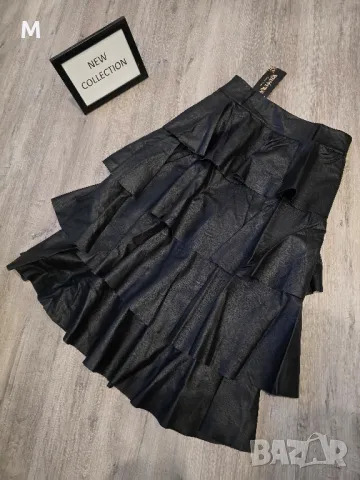Нова черна дълга кожена пола на намаление , снимка 3 - Поли - 47401054