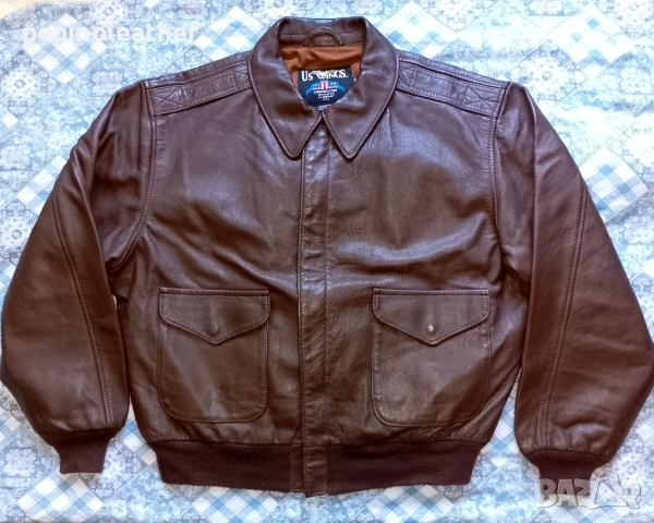 US WINGS оригинално американско пилотско кожено яке тип А-2, размер 2XL / 58, снимка 6 - Якета - 52794194