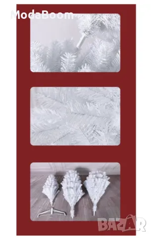 Коледна Снежно бяла или зелена елха с шишарки + пласмасова стойка  ТОП ПРЕДЛОЖЕНИЕ, снимка 3 - Декорация за дома - 48056724