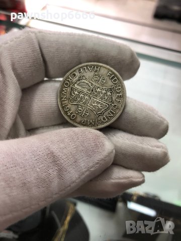 Сребърна монета обединено кралство ½ крона, 1940 г, снимка 11 - Нумизматика и бонистика - 40503584