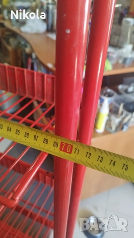 Метален стелаж с рафтове 146/70/30см червен с колела, снимка 11 - Стелажи и щандове - 51789906