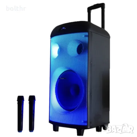 Преносима Караоке тонколона Thunder THS-B1280, 2 безжични микрофона, Bluetooth, TWS, FM радио, USB, , снимка 1