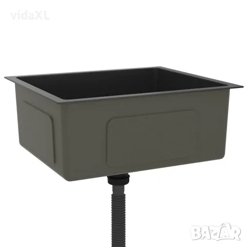 vidaXL Ръчно изработена кухненска мивка, черна, неръждаема стомана, снимка 4 - Мивки - 56147709