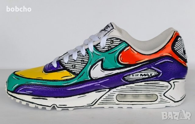 Nike air max 90 100% оригинал cartoon customized ръчно рисувани, снимка 3 - Маратонки - 40414247