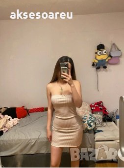 Дамска секси рокля без презрамки жени романтични мини рокли елегантно лятно парти клуб вечер мода пр, снимка 16 - Рокли - 37659988