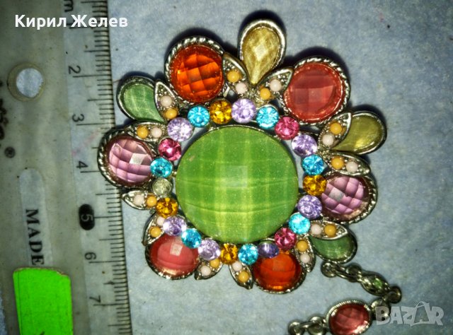 ПРЕКРАСНА ФЛОРАЛНА СРЕБРИСТА КРИСТАЛНА ВИНТИДЖ БРОШКА - ПЕНДАНТ 26588, снимка 9 - Други - 42082403