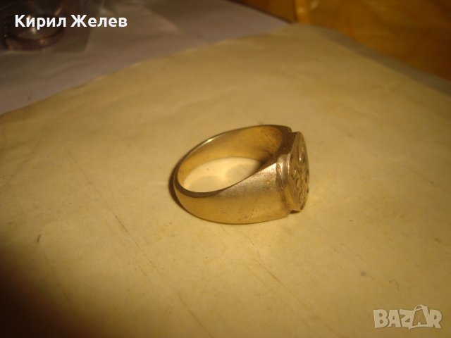 СТАР РЕТРО АРТ ДЕКО РЪЧНО ОРНАМЕНТИРАН ПОЗЛАТЕН ПРЪСТЕН от НЕРЪЖДАЕМА СТОМАНА с ПЕЧАТИ 585 14К 27573, снимка 11 - Антикварни и старинни предмети - 37497482