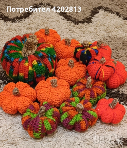 Ръчна изработка . Плетени тикви на една кука а една кука , снимка 11 - Декорация за дома - 51915519