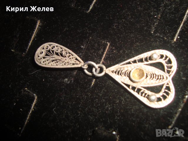 ДИАМАНТЕНА СРЕБЪРНА СТАРИННА ФИЛИГРАННА ВИСУЛКА РЪЧНА ИЗРАБОТКА 19444, снимка 8 - Антикварни и старинни предмети - 31578503