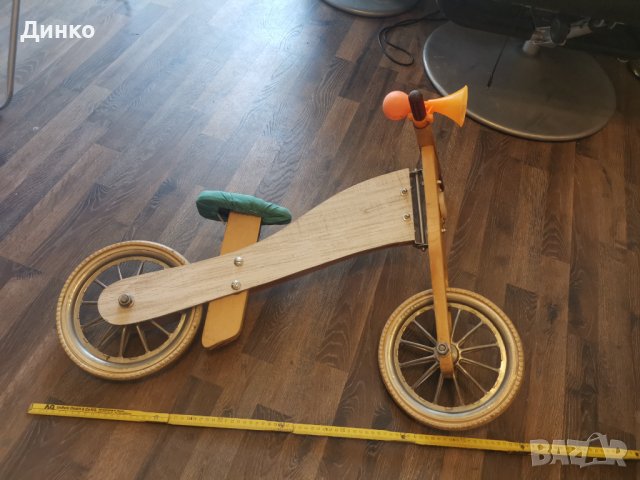 Детски велосипед от дърво без педали 
