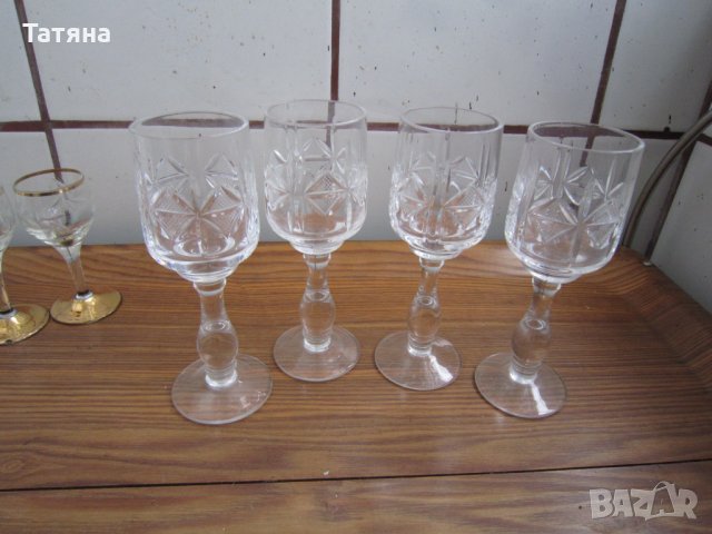 СЪД ЗА НАЛИВАНЕ НА ВИНО / ДЕКАНТЕР /И ЧАШИ  ЗА РАКИЯ  КРИСТАЛНИ -МНОГО СТАРИ, снимка 4 - Прибори за хранене, готвене и сервиране - 31360570