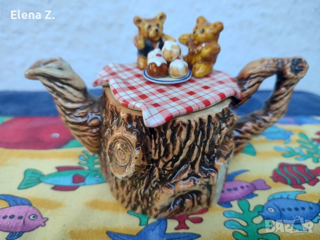 Симпатичен винтидж чайник с мечета Paul Cardew, снимка 2 - Колекции - 52344618