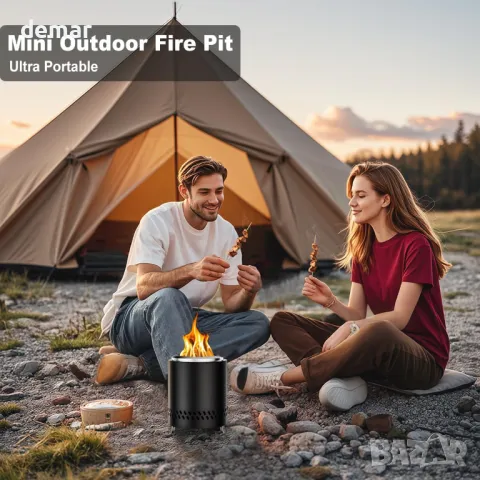 FANHAO 18 см настолно огнище със стойка, бездимно огнище от неръждаема стомана с подвижна пепелница, снимка 6 - Други стоки за дома - 47525845