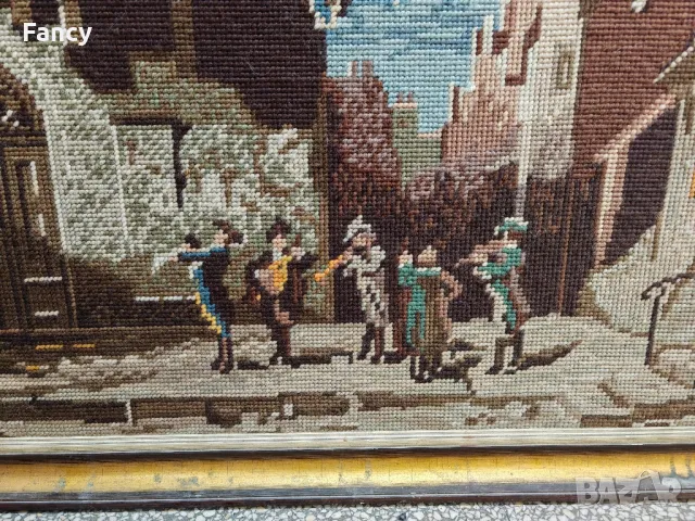 Голям гоблен едър бод, снимка 3 - Гоблени - 47883562