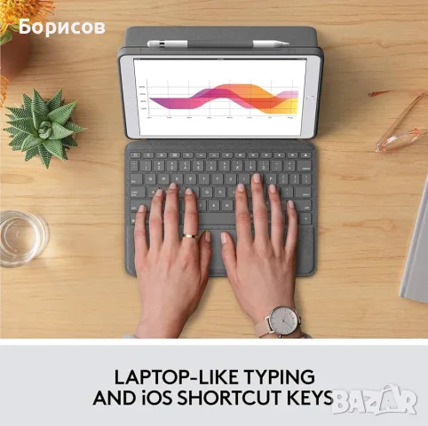  Logitech Combo Touch iPad Air 13-инча (M2,Mвисококачествен калъф с отделяща се клавиатура и тракпад, снимка 3 - Клавиатури и мишки - 55961983