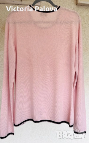 Луксозна розова блуза ALBA MODA коприна и кашмир, снимка 5 - Блузи с дълъг ръкав и пуловери - 53278022