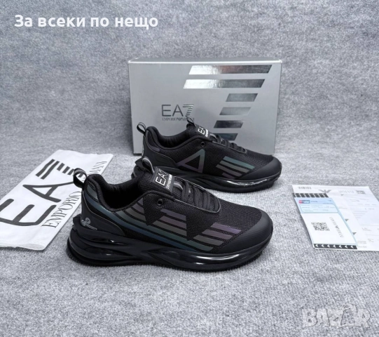 Emporio Armani Мъжки Черни Маратонки👟Мъжки Спортни Обувки Код E1123, снимка 2 - Маратонки - 52658260