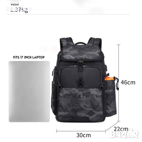 Нова раница за DSLR фотоапарат, обективи и лаптоп и дрон CAREELL C3090, снимка 10 - Чанти, стативи, аксесоари - 42882780