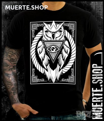 Черна тениска с щампа ILLUMINATI OWL