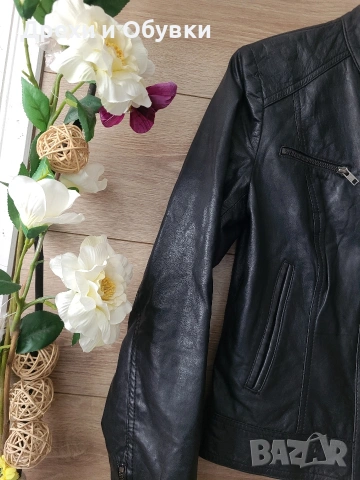Черно яке естествена кожа HEMA , снимка 4 - Якета - 54318002