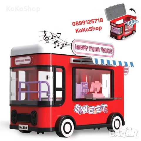 Камион сладкарница с три кукли,оборудване,звук и светлини, снимка 2 - Кукли - 53055889
