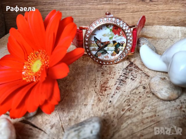 Часовник Пеперуди/ Цветя, снимка 4 - Дамски - 40615894