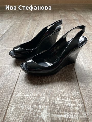 Нови черни летни силиконови обувки сандали на платформа италиянски Kartell, снимка 11 - Сандали - 40535344