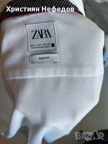 Бяла риза Zara Slim Fit, снимка 3 - Ризи - 56201010