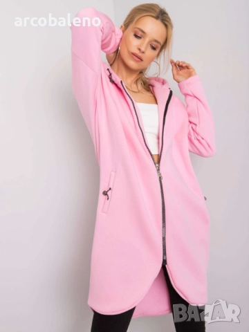 Дамски дълъг преходен суичър с качулка и цип Tina, 5цвята , снимка 7 - Суичъри - 52931058