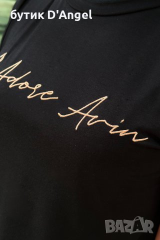 AVIN T-shirt от памук в черно с бродерия, снимка 2 - Тениски - 42539264