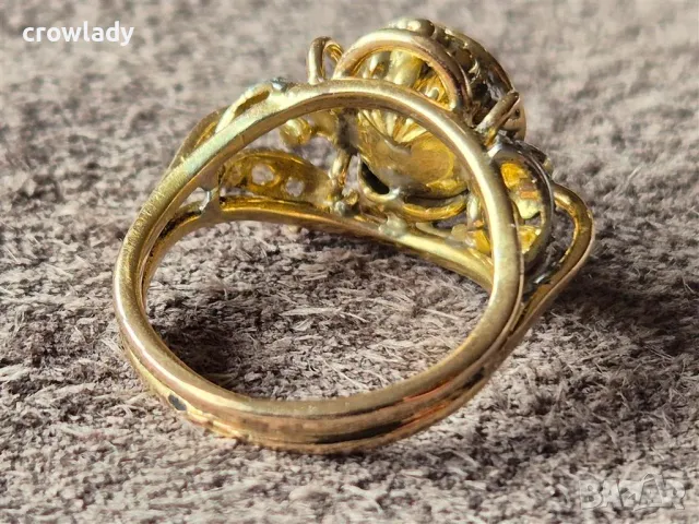 18 карата ЗЛАТЕН с диаманти КРАСИВ ЕЛЕГАНТЕН СТИЛЕН ПРЪСТЕН злато, снимка 12 - Пръстени - 47546941