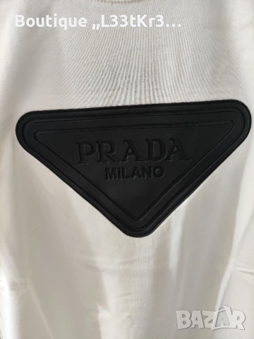 Бяла тениска Prada, снимка 5 - Тениски - 51316218