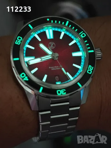 Zelos Swordfish 40mm SS 'Crimson Red', снимка 2 - Мъжки - 55742347