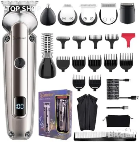 Нов Водоустойчив мъжки тример Hatteker комплект за подстригване самобръсначка