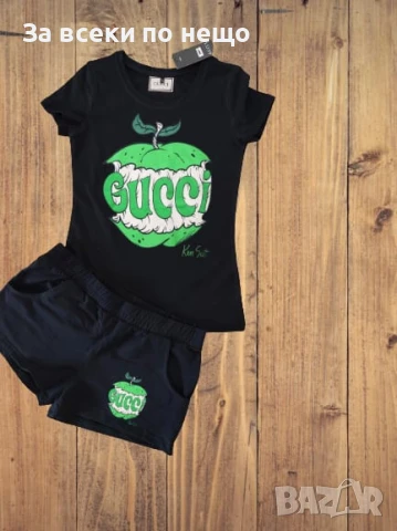 Gucci Дамски Черен Летен Комплект🔝Дамски Къс Спортен Екип Гучи - 2 Модела Код LFS522, снимка 2 - Комплекти - 50744622