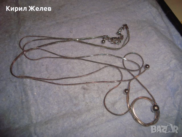 НЕЖНО ПОСРЕБРЕНО МОДНО АРТ ДЕКО СТИЛ КОЛИЕ ОГЪРЛИЦА ЛАНЧЕ 27925, снимка 5 - Колиета, медальони, синджири - 37096945