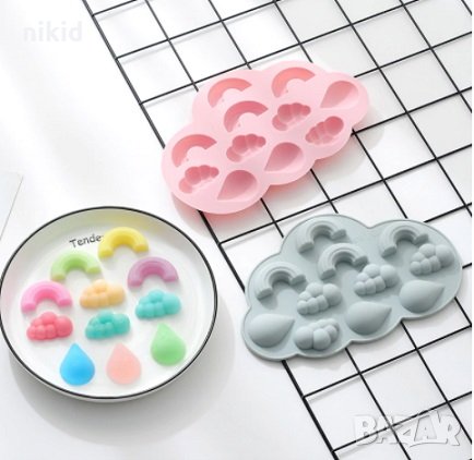 Облак Дъга капка силиконов молд за желирани шоколадови бонбони фондан лед гипс