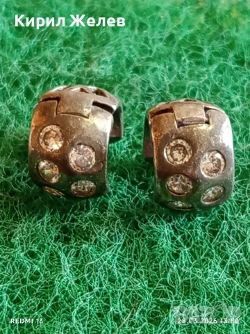Винтидж сребърни обеци с инкростация на кристали 54177, снимка 4 - Обеци - 54006030